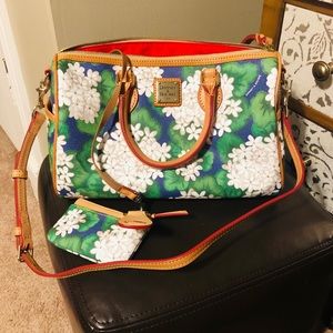 Dooney & Bourke Green/Blue Hydrangea Satchel